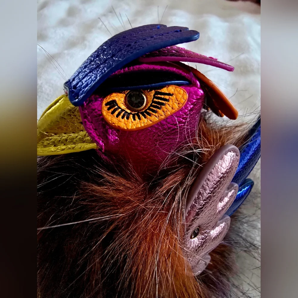 Kurt Geiger Eagle Pom Pom Bag Charm - Picture 9 of 10